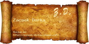 Zacsek Dorka névjegykártya